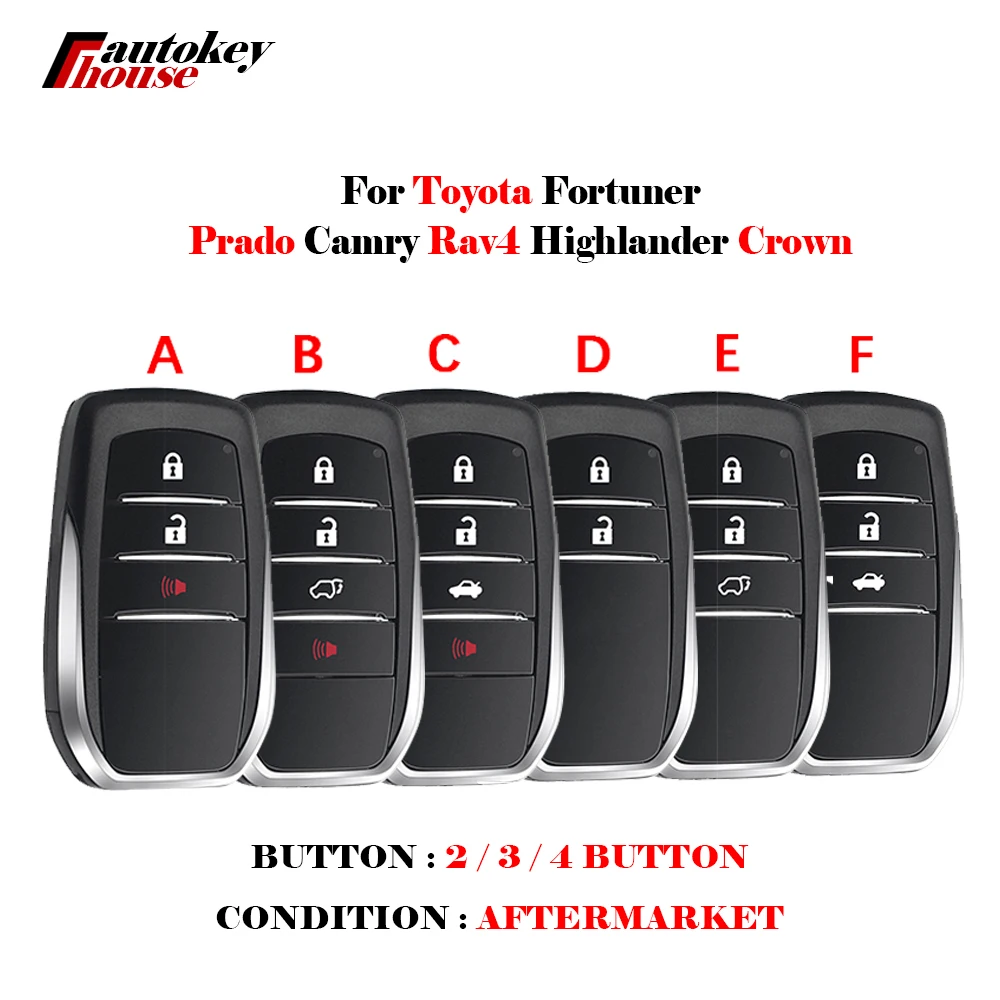 

Replacement Key Fob Shell Case Housing CS007095 For Toyota Fortuner Prado Camry Rav4 Highlander Crown Smart Keyless 234 Buttons