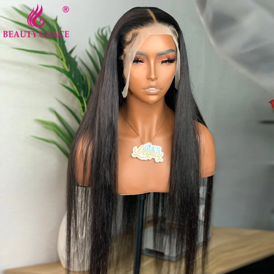 Brazilian 30 Inch Bone Straight Lace Front Wig Human Hair Lace Frontal Wigs For Women 250 Density 13X4 Lace Front Wig Closue Wig