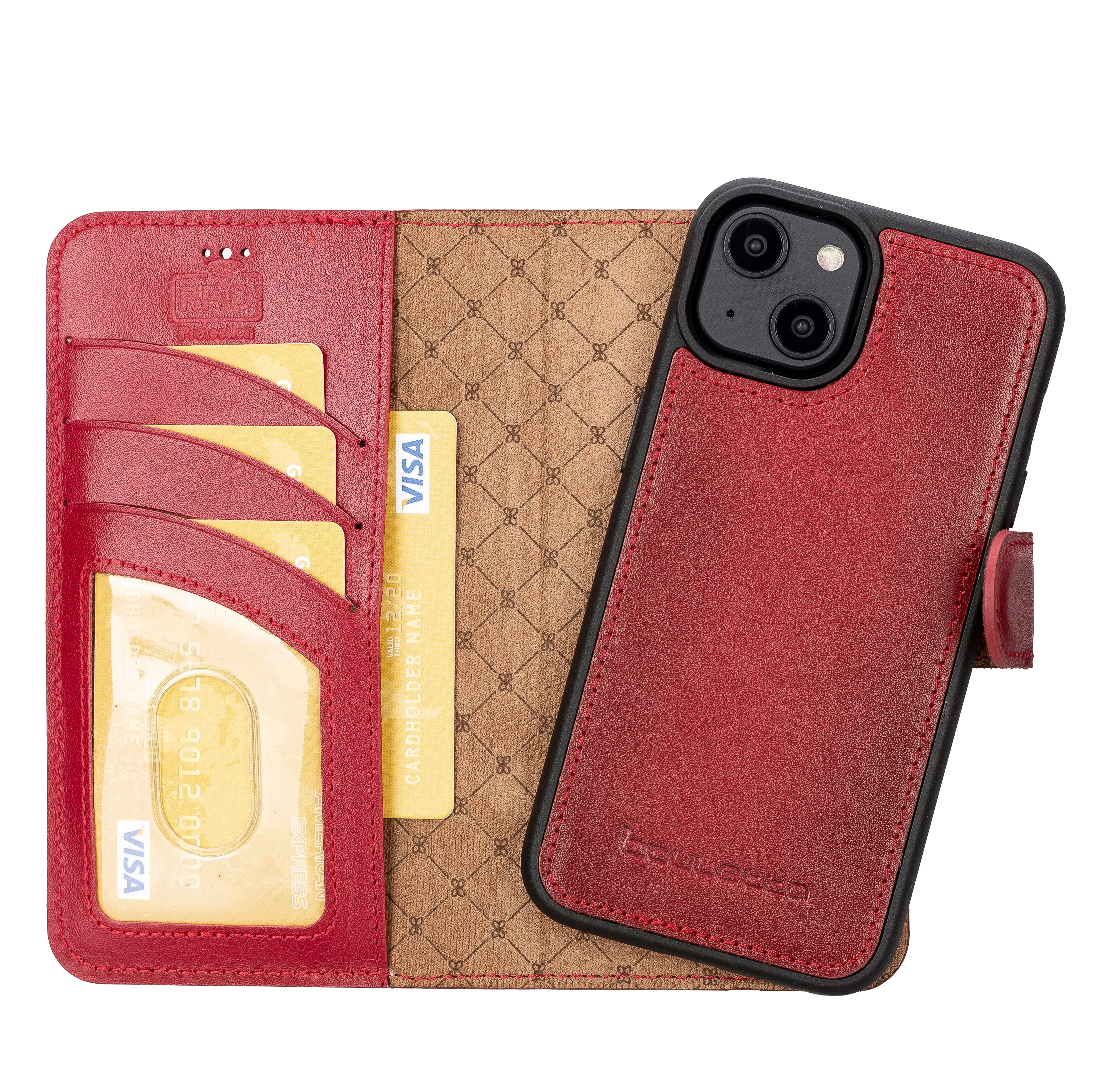 BOULETTA MW Genuine Leather Handmade Wallet Phone Case for iPhone 14 6.1
