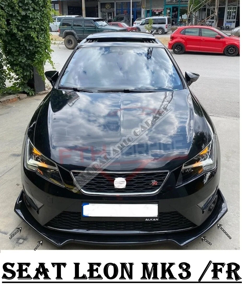 

For Seat Leon Mk3 Front Bumper Attachment Lip 2012-2020 Piano Glossy Black Splitter Diffuser Universal Spoiler Bumper