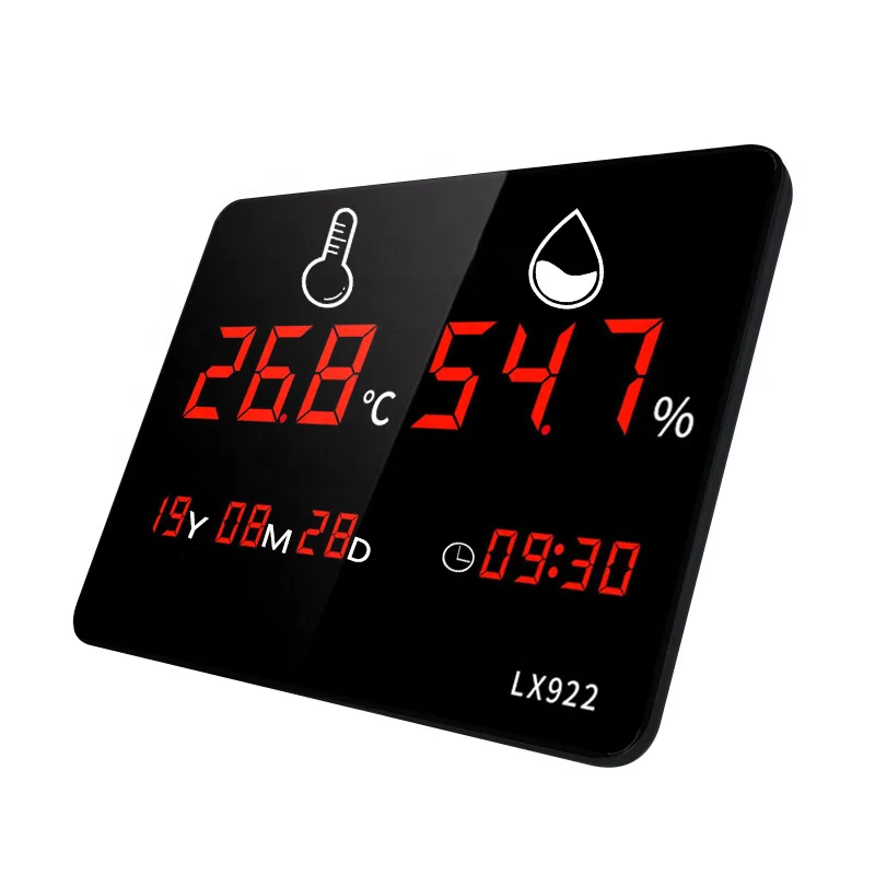 

Wall-mounted and bracket type digital hygrometer LED large screen temperature and humidity perpetual calendar time display