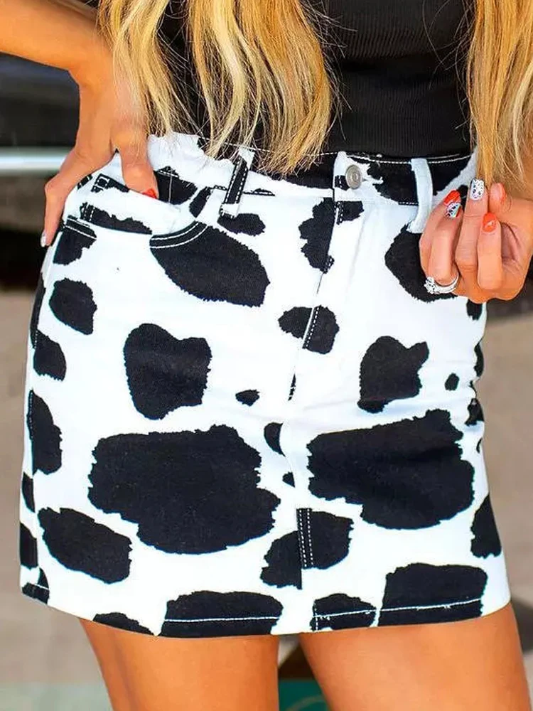 

Cow Pocket Button Mini Skirt Sexy Women Skirt Slim Stylish Slim Skirt Hip Mini Skirt Club High Waist For Women Harajuku Clothing