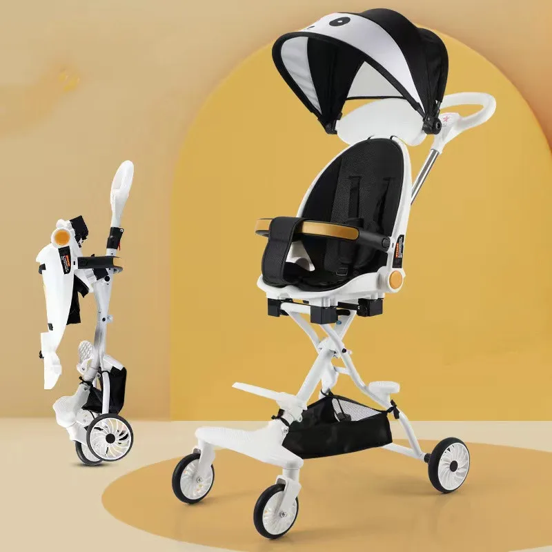 

Baby dolly two-way adjustable four wheel belt awning can be made to lie down.
