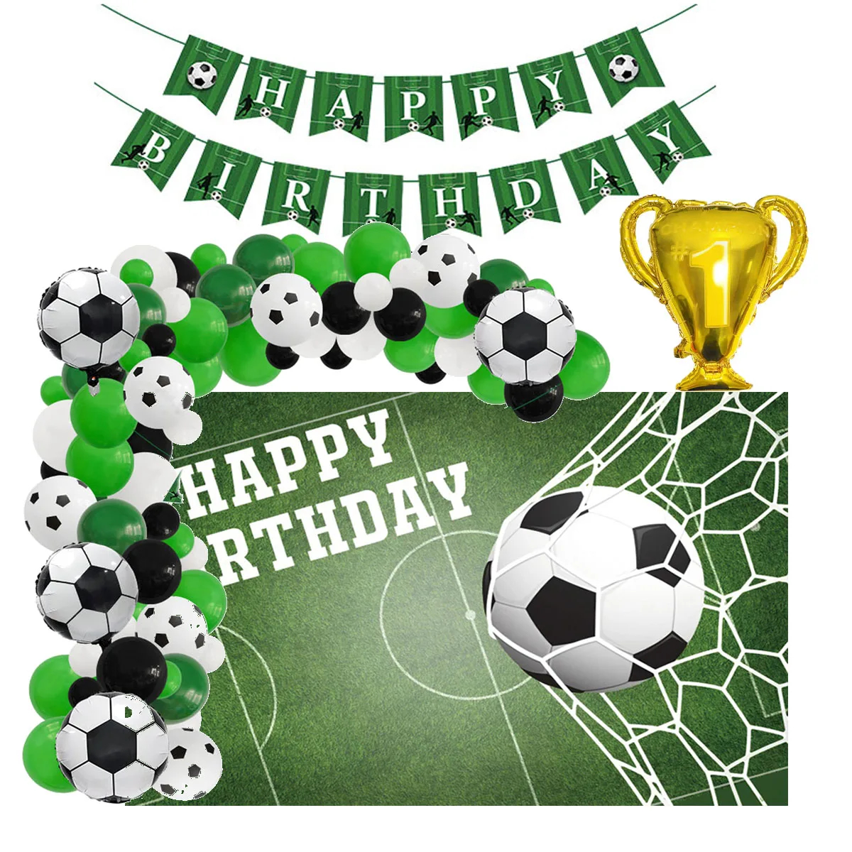 

Football Balloon Chain Happy Birthday Banner Party Decorations Cake Inserts Birthday Party Decorations Football Themed Supplies