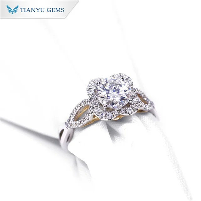 Tianyu Gems Custom Lab Diamonds Rings 1.03ct E/VS1 Ideal Cut Round IGI Diamond 14K White&Yellow Gold Au585 Women Engagement Ring 4
