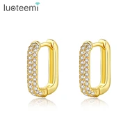 luoteemi fashion creative geometric lock square hoop earrings 2022 steampunk rectangular earrings for women oorbellen zirkonia