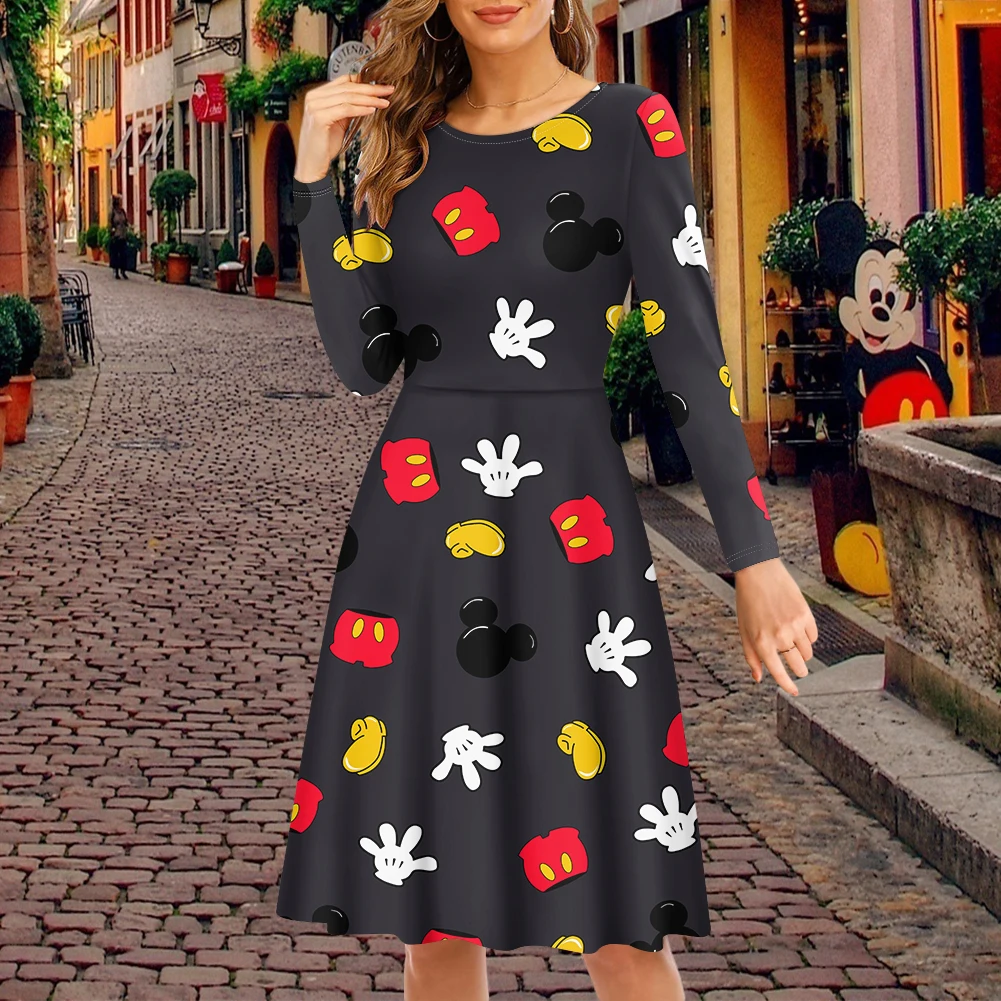 

Платье принцессы с длинным рукавом и принтом Микки Мауса