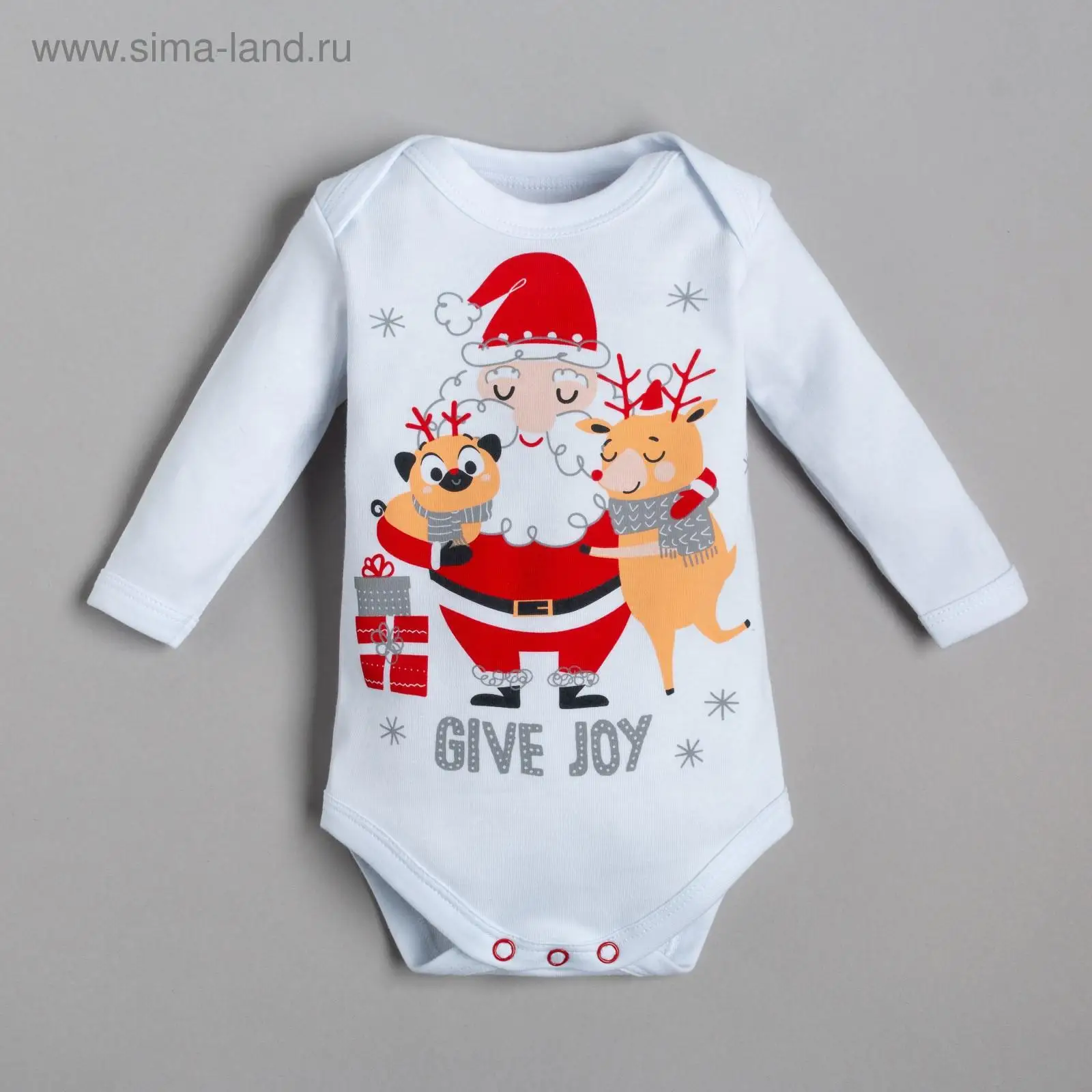 Боди с длинным рукавом Крошка Я 'Happy winter' рост 74-80 см цвет белый (комплект из 3