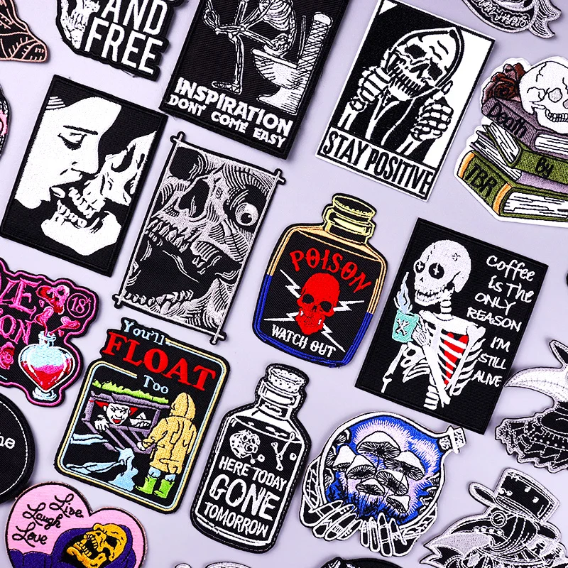 

Bottle Patches On Clothes Embroidered Patches For Clothing Skull Hippie Letter Patch Badges Iron On Patch Stickers On Backpack