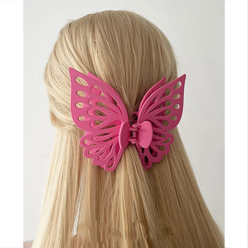 

Exaggerate Personality Resin Hollow Out Big Butterfly Hair Clip for Women Girl Party Jewelry Y2K Hair Claws HUANZHI NEW 나비 머리핀