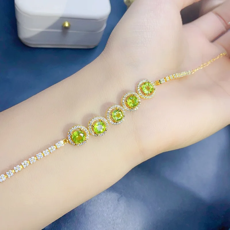 KJJEAXCMY браслет из серебра 925 пробы с перидотом для женщин