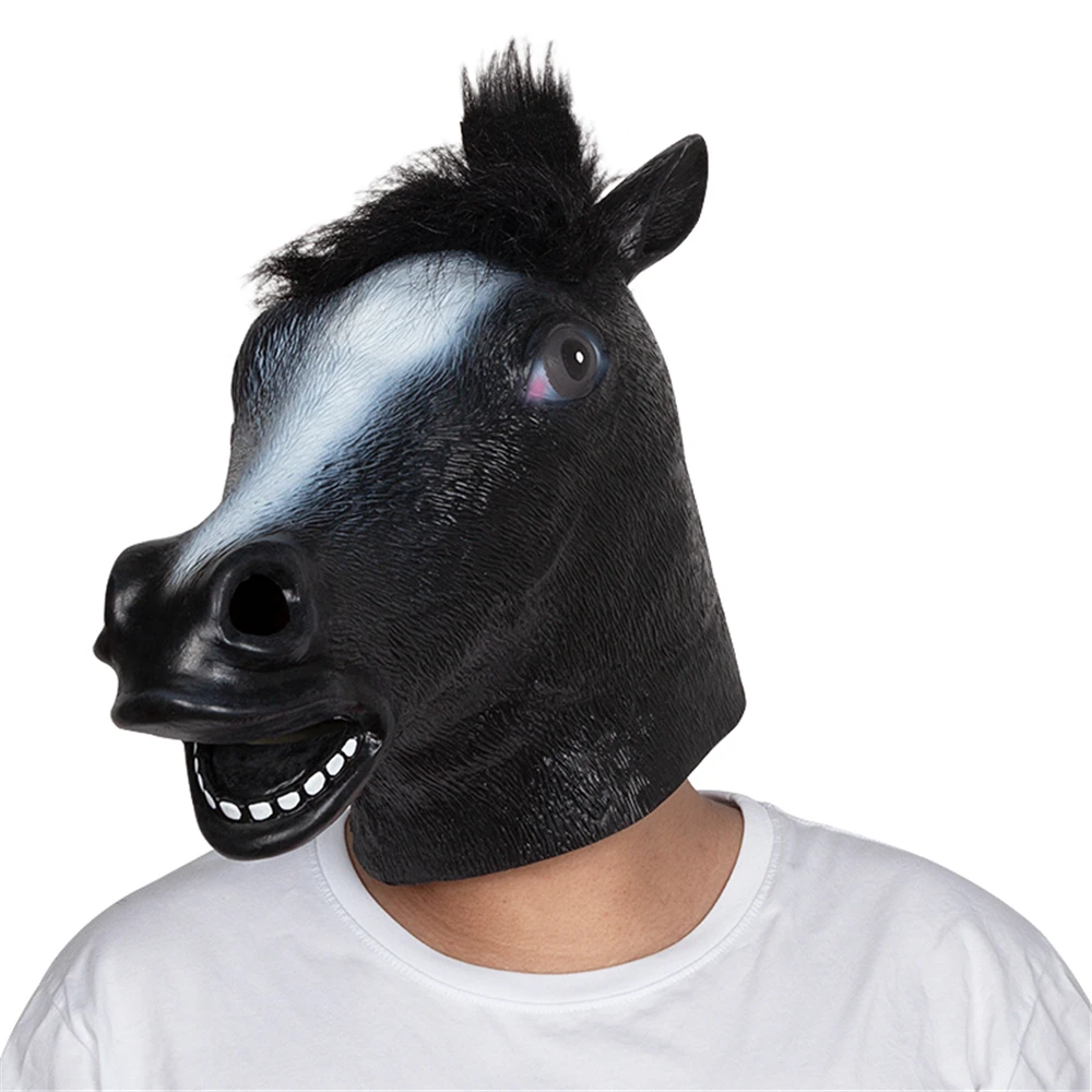 

Animal Horse Head Latex Mask Halloween Cosplay Party Novelty Dark Horse Mask Carnival Party Headgear