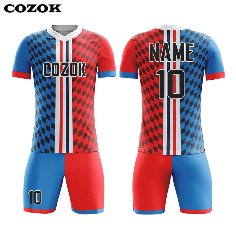 

100% Polyester Team Training Soccer Jerseys Sublimated Long Sleeve Sportswear Customized Youth Football Shirt and Shorts