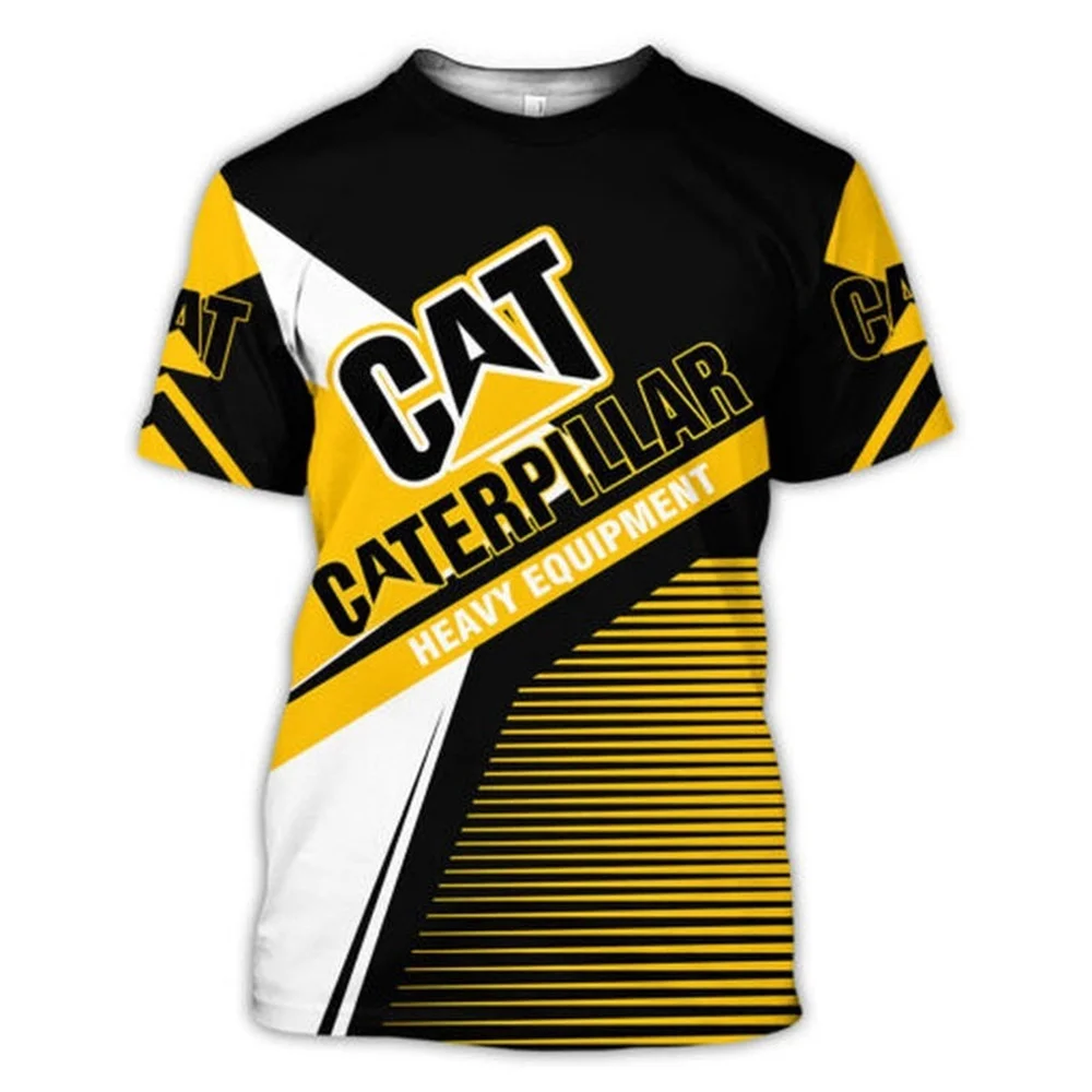 Summer Caterpillar T-shirt CAT Excavator 3D Print Street Wear Men's Sports Fashion Super Round Neck T-shirt Free Shipping