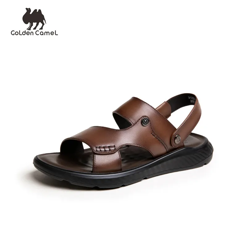 

Goldencamel Men's Sandals Genuine Leather Men's Shoes Breathable High Quality Luxury Shoes for Men Beach Shoes Platform Slippers