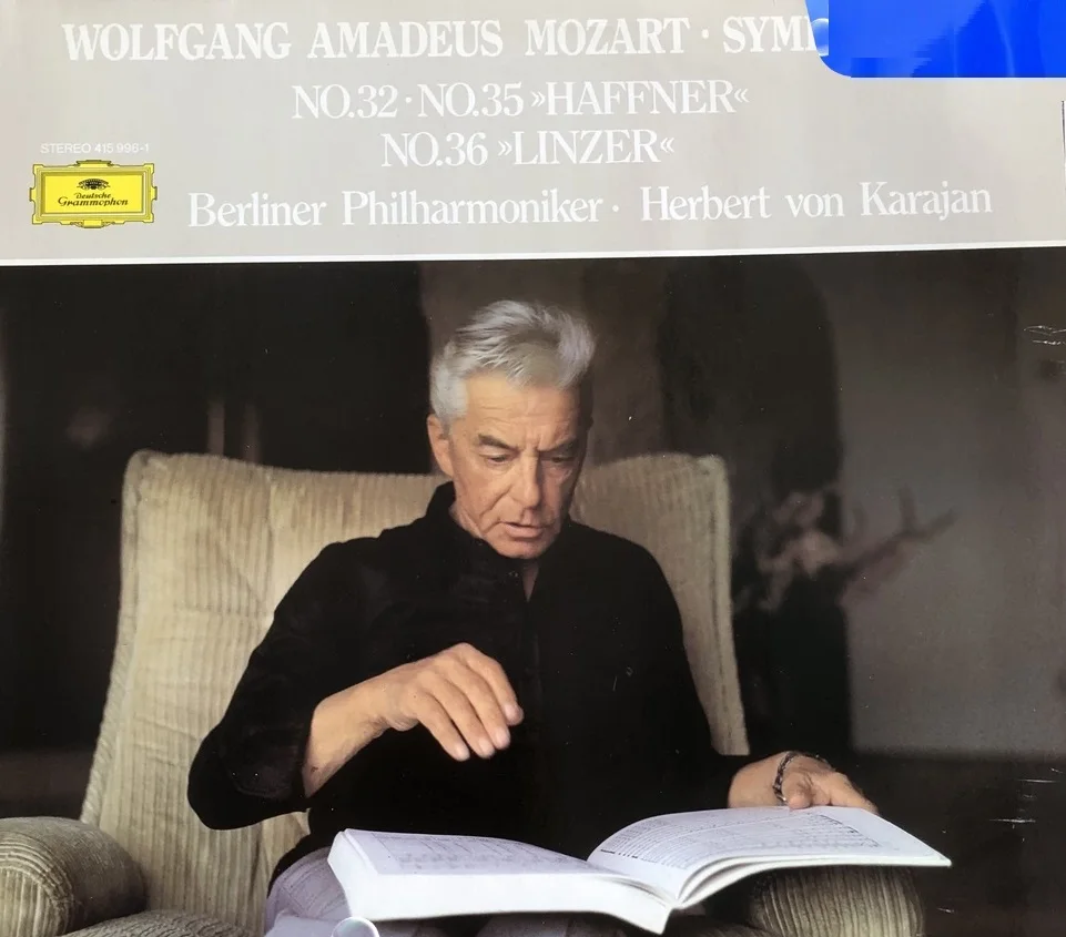Old 33 RPM 12 inch 30cm Vinyl Records LP Disc Karajan Conductor Philharmoniker Mozart Symphony No. 32/35 Classic Music Used