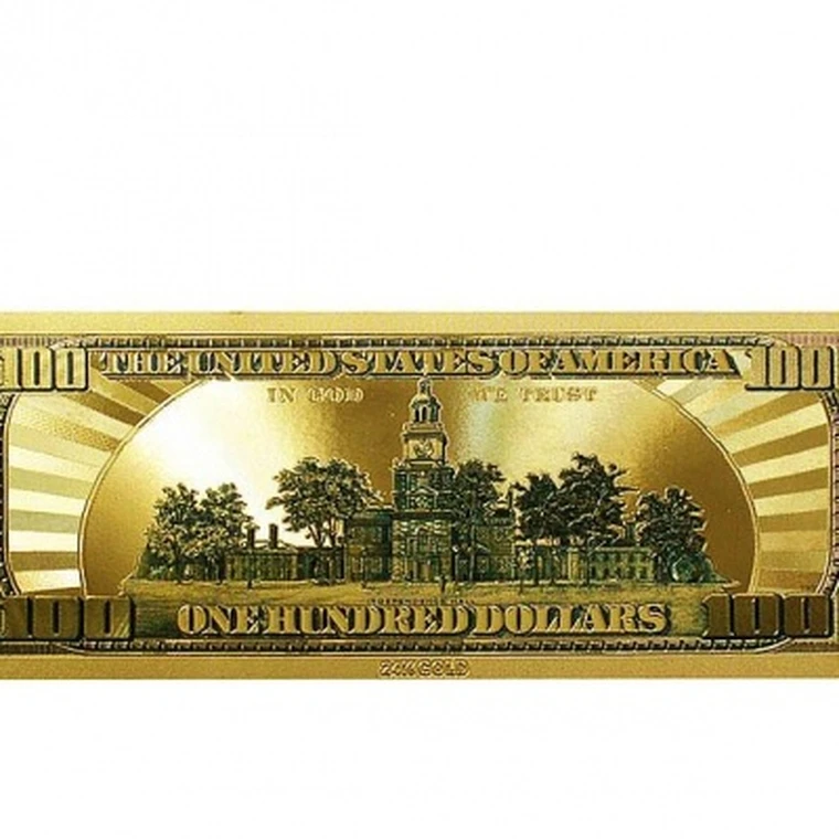 ЗОЛОТАЯ купюра 100 долларов США series 1968 Е6 AE 96579696F копия арт. 19-3-31# |