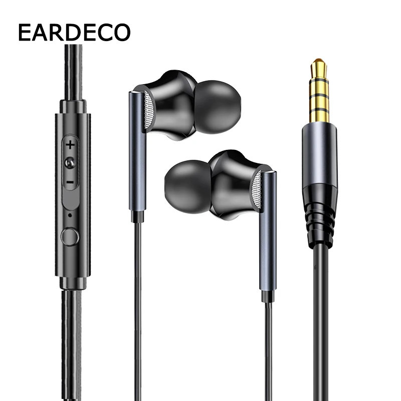 Фото Проводные наушники EARDECO 3,5 мм с микрофоном, проводные наушники-вкладыши, наушники-вкладыши, гарнитура, стерео, бас №1
