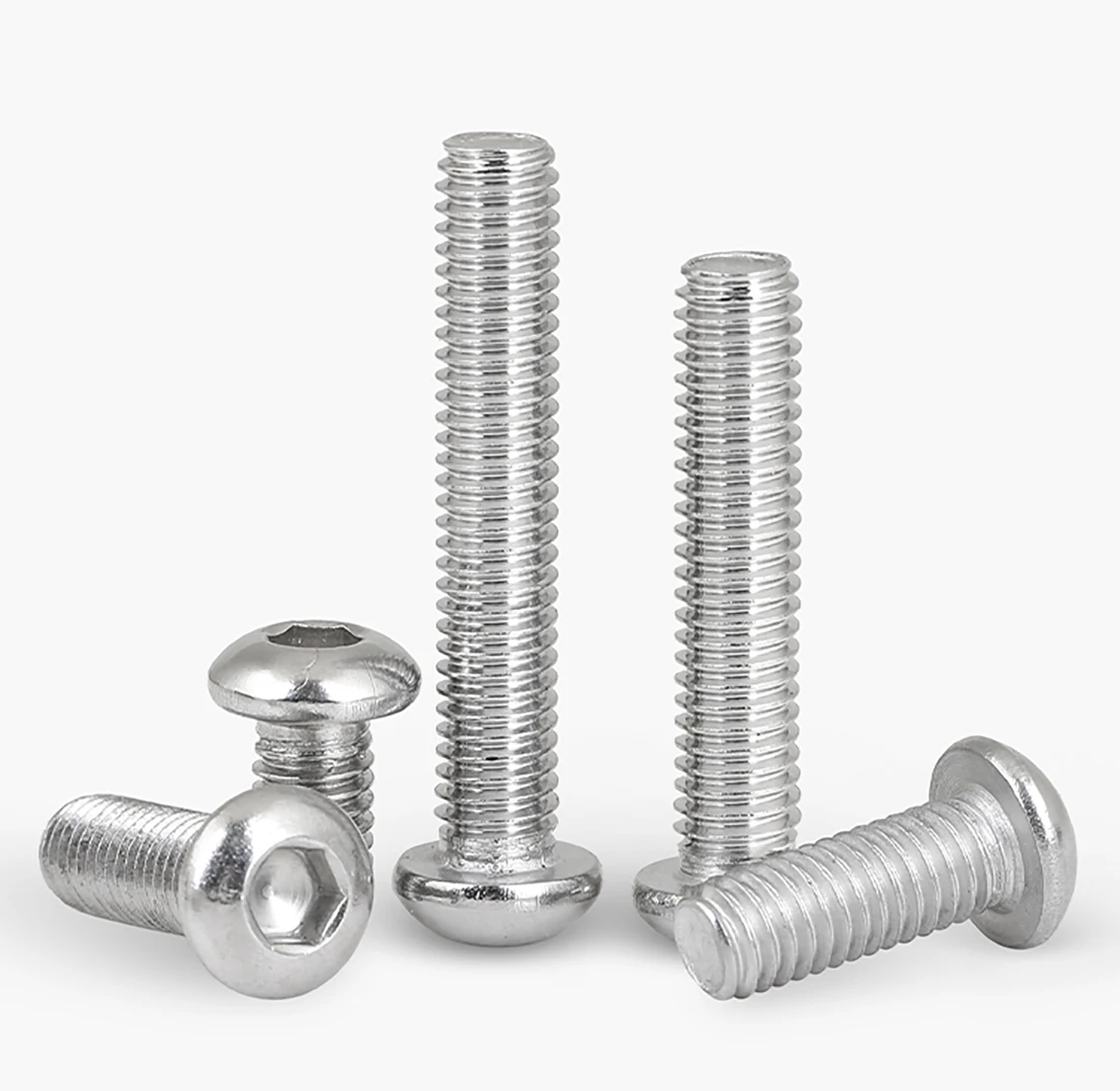 

M6 201 Stainless Steel Pan Head Hex Hexagon Socket Machine Screws Half Round Head Allen Bolts Length 8mm-100mm