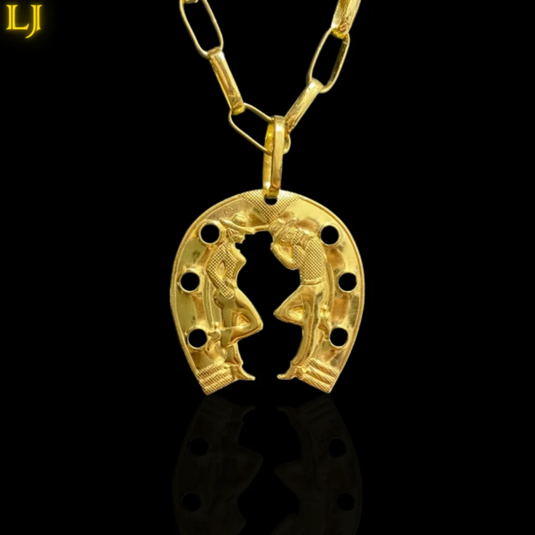 

Horseshoe Cowboy Couple Ancient Coin Pendant-Eternal guarantee in color! Men's Pendant Gold 18K Color Luxury Jewelry