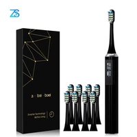 zs 5 modes whitening teeth oled screen smart timer sonic electric toothbrush 8 brushes heads touch lnductive wireless base