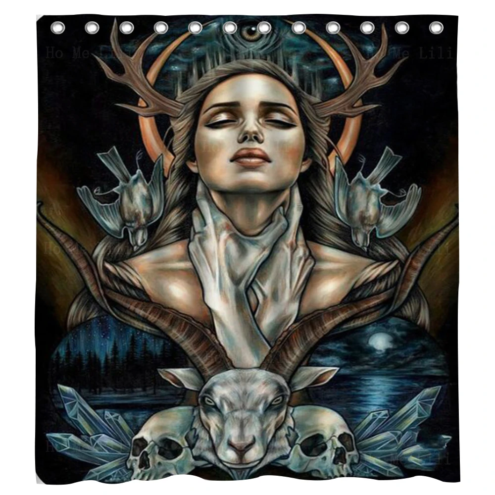 

Surreal Fantasy And Goddess Art Forest Fairy Animal Witch Goat Skull Shower Curtain By Ho Me Lili For Bathroom Decor