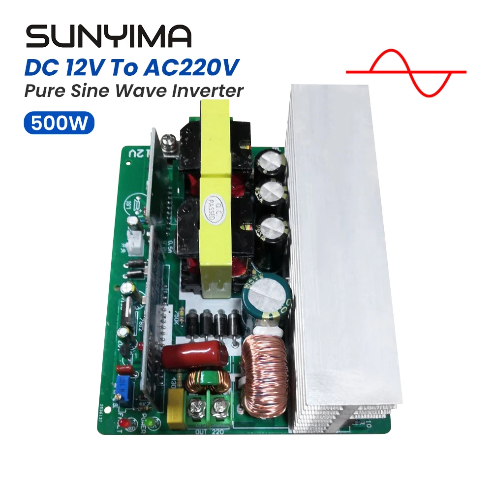 

SUNYIMA 500W Pure Sine Wave Inverter DC12V to AC220V Outdoor Power Transform Motherboard Converter Circuit Board