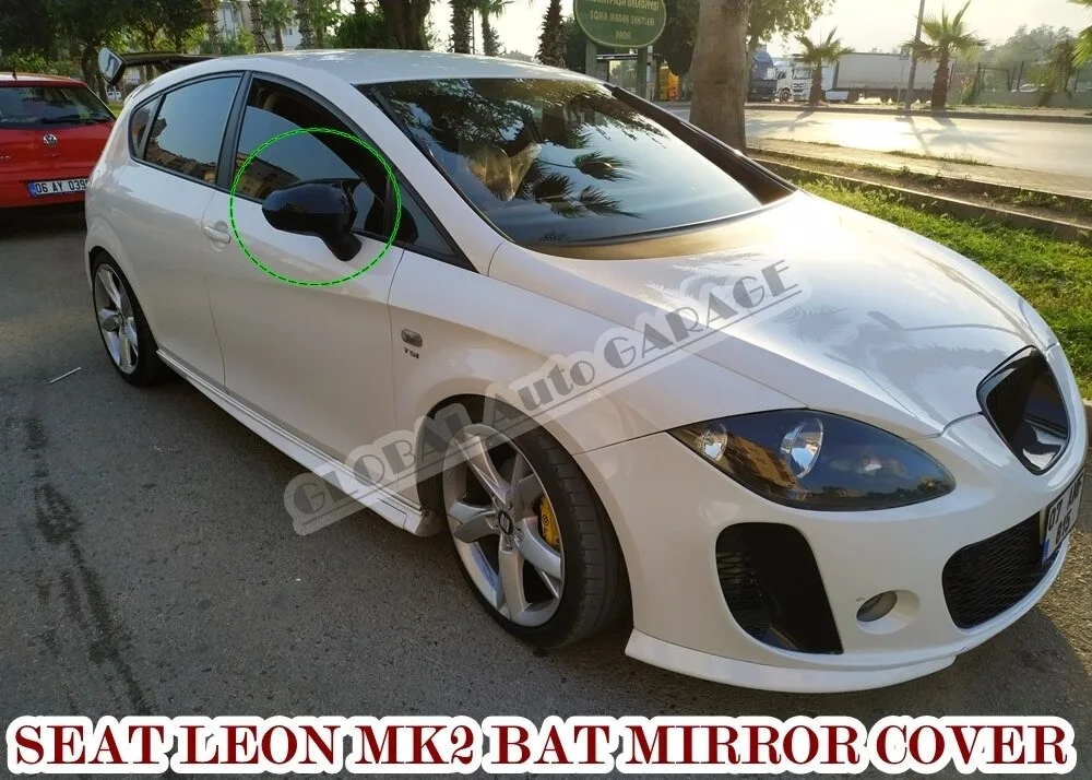 

For SEAT LEON MK2 Front Bumper Attachment Lip + Bat Mirror Cover 2009-2012 Glossy Black Wing Car Styling Auto Universal