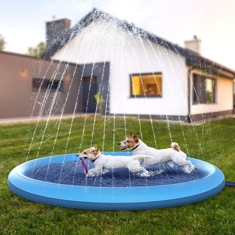 

Dog Swimming Pool Pvc Pet Sprinkler Pad Non-slip Folding Lawn Bath Tub Outdoor Children's Cat Inflatable Fountain Pool 170*170cm