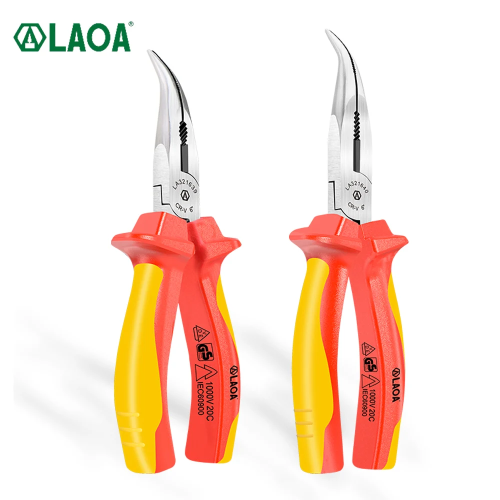 

LAOA VDE Bent Nose Pliers Hardware Plier Curved Nose Pliers Manual Pliers Stripping Electricians DIY Repair Hand Tools