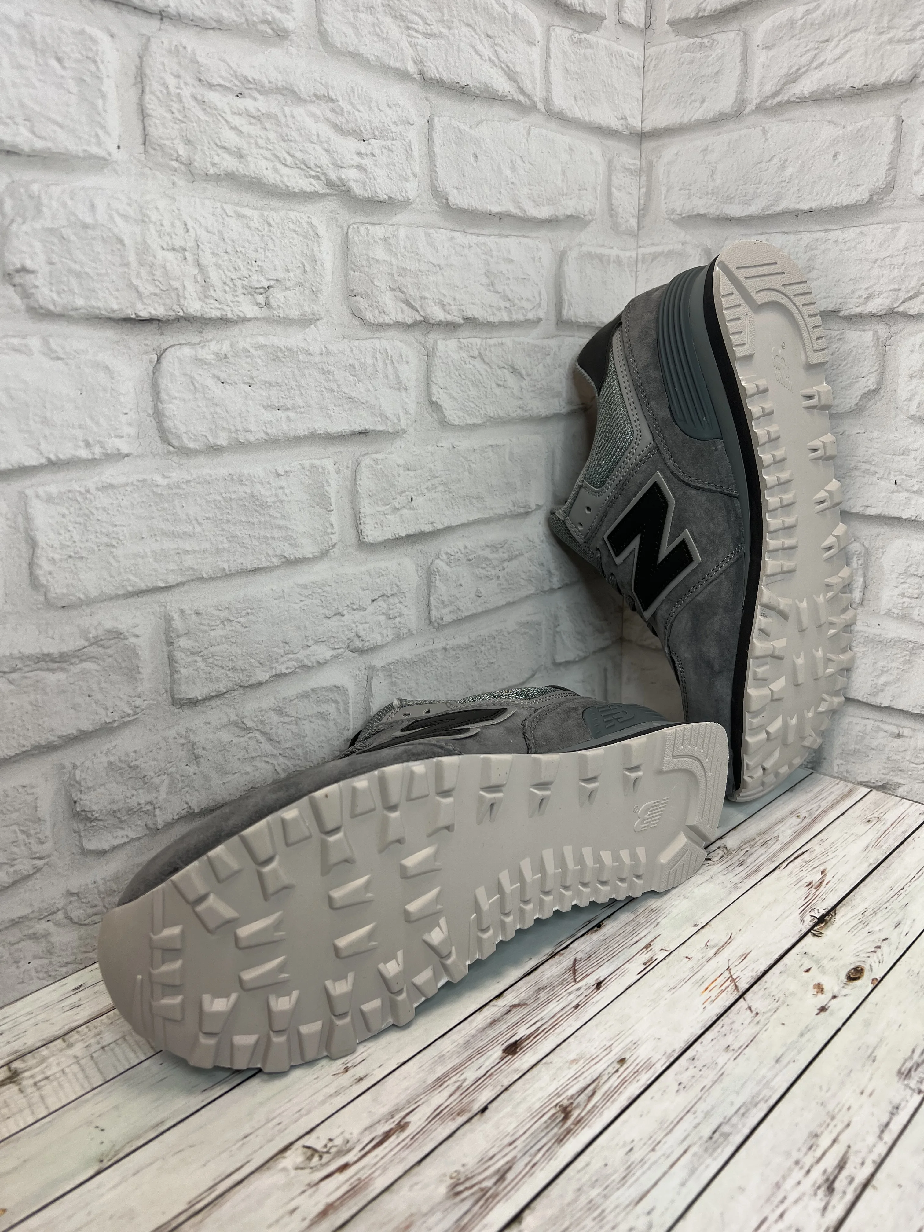Кроссовки New Balance 574 мужские- женские полностью серые с сеткой ...