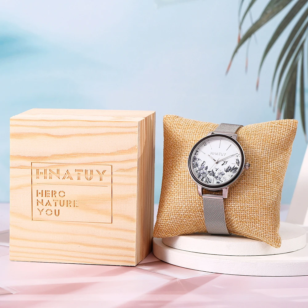 Hnatuy Women Watches Top Brand Luxury Stainless Steel Strap Wristwatch for Women Chinoiserie Clock Stylish Quartz Ladies Watch