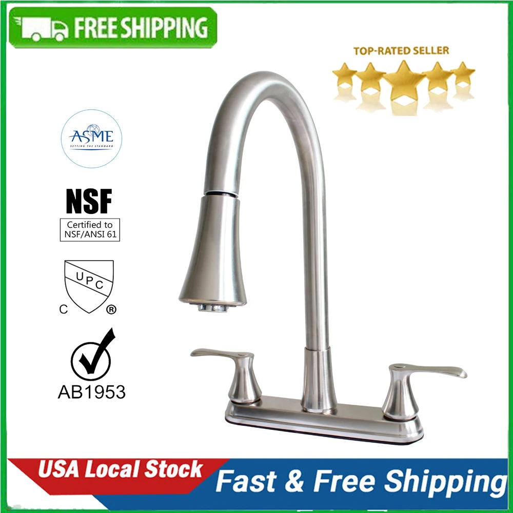 

22167143 -Hybrid Metal Kitchen Sink Faucet 28mm Spout with Pull down Spray Brushed Nickel