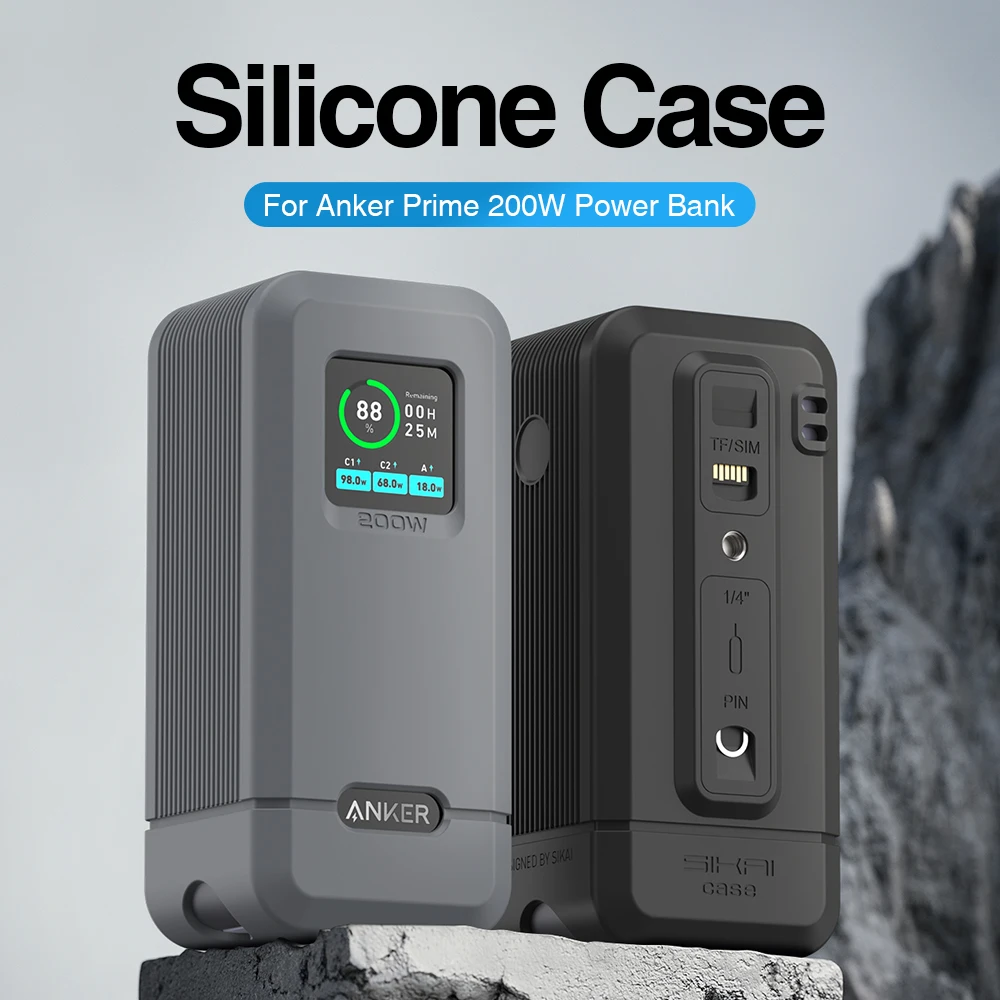 Фото Силиконовый чехол, дорожный чехол для Anker Prime Power Bank, 20 000 мАч, 200 Вт, защитный чехол для хранения карт TF/SM для Anker 200 Вт Prime №1