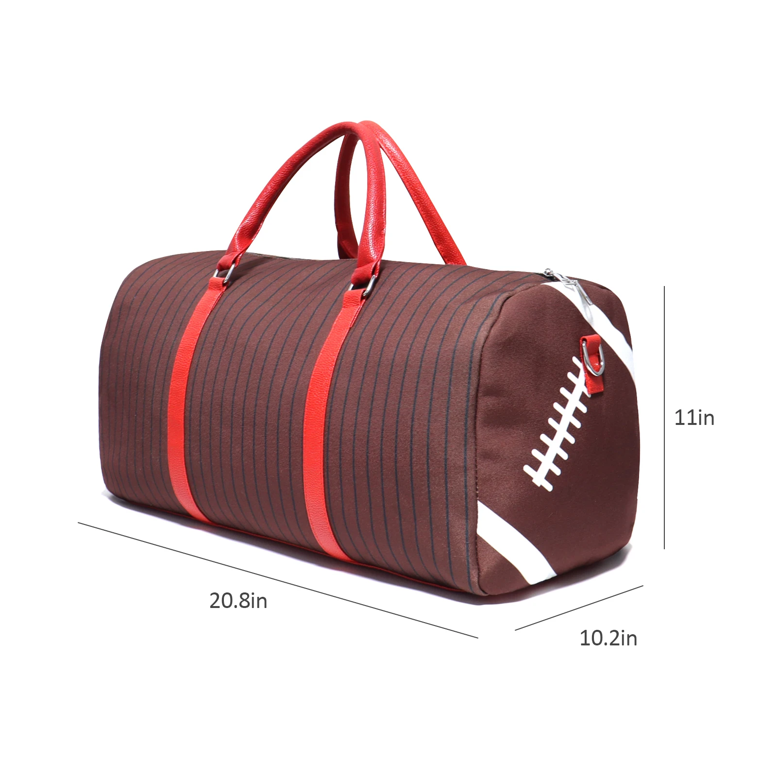 Weekender Football Sports Duffle with Red Strap Kids Brown Travel Bag Sport Gym Duffle For Holiday Overnight Large Duffle Bag