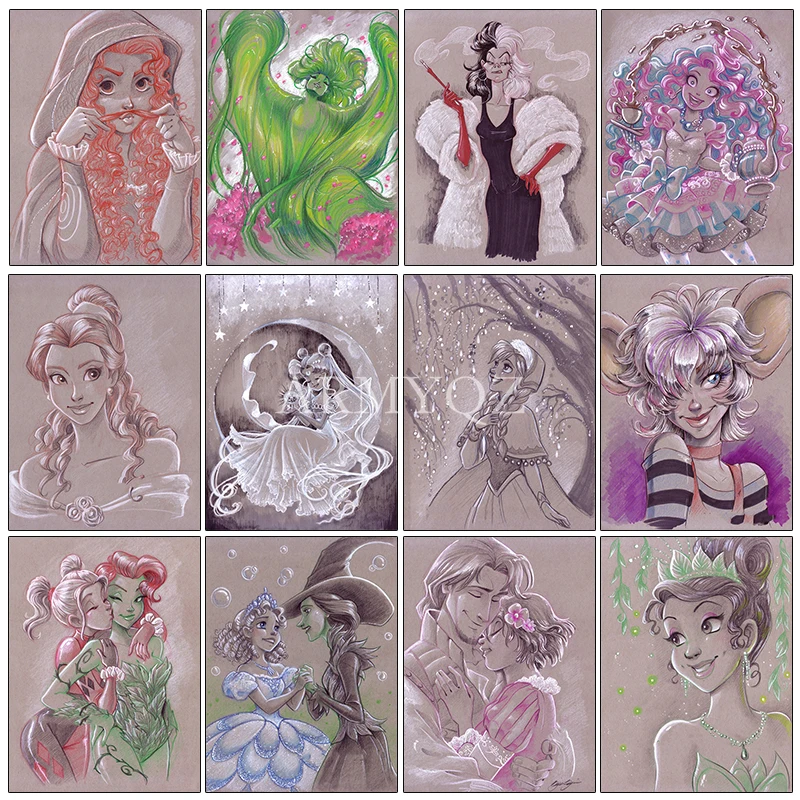 

Алмазная живопись Disney, мультяшная принцесса, Чеширский кот, Эльза, йода, мозаичная вышивка «сделай сам», украшение для детской комнаты, пода...