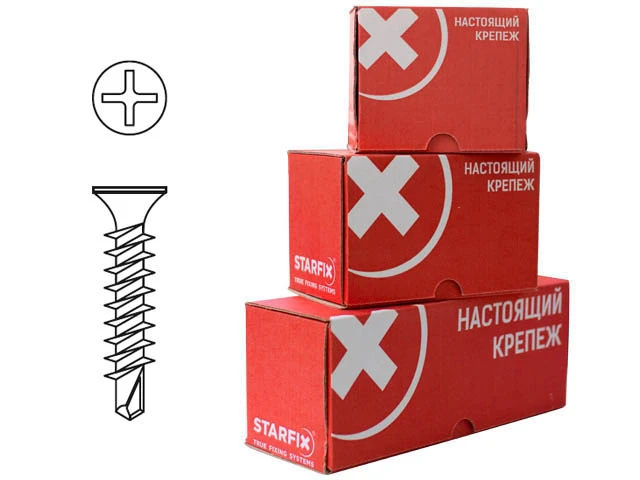 Саморез оконный 3.9х32 мм белый цинк со сверлом (300 шт в карт. уп.) STARFIX (SMC1-80895-300) |