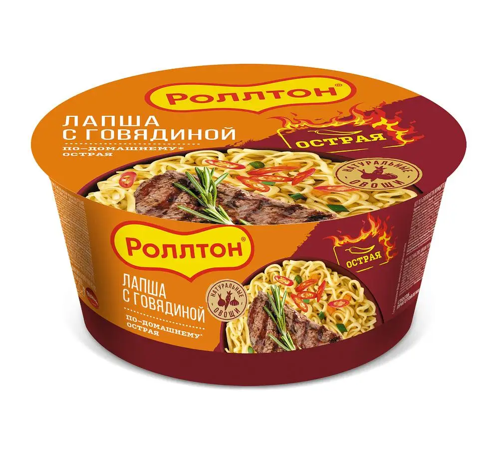 Лапша Роллтон подомашнему с говядиной