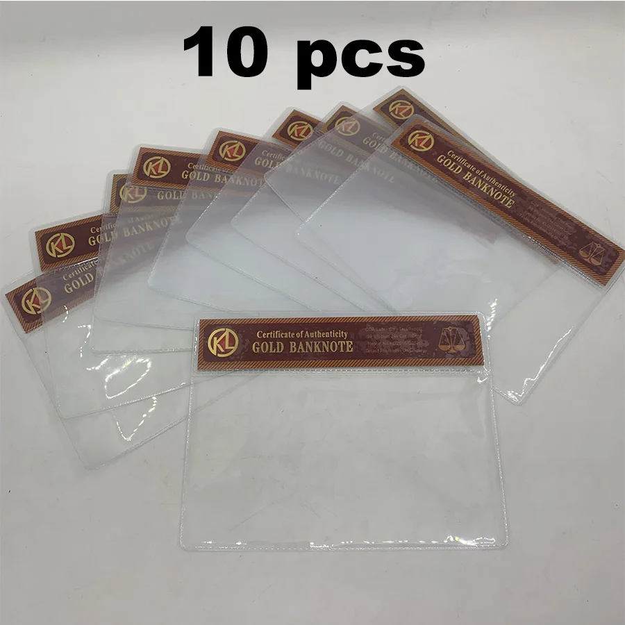 

10pcs Gold Banknote COA Sleeve Certificate Currency Money Holder PVC Frame