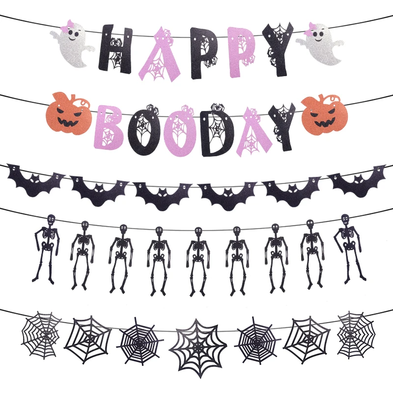 

Хэллоуин баннер гирлянда Happy Boo день баннер для Хэллоуина дома Призрак Череп висячие орнамент Хэллоуин Вечерние Декорации реквизит ужасов