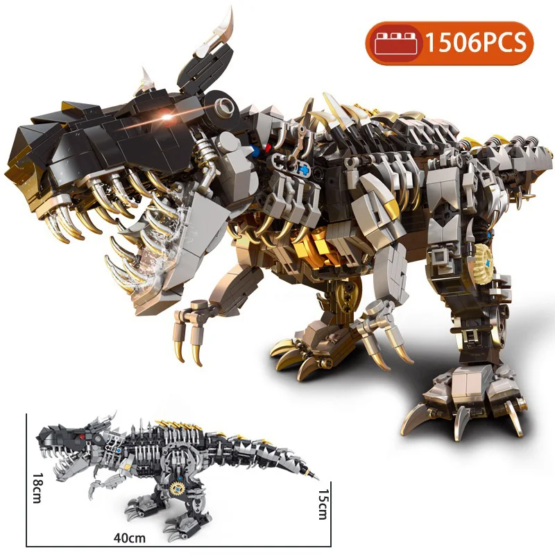 

Jurassic Dino World Tyrannosaurus Rex Model Building Blocks Creative Mechanical Dinosaur Park Figures MOC Bricks Toys Adult Gift