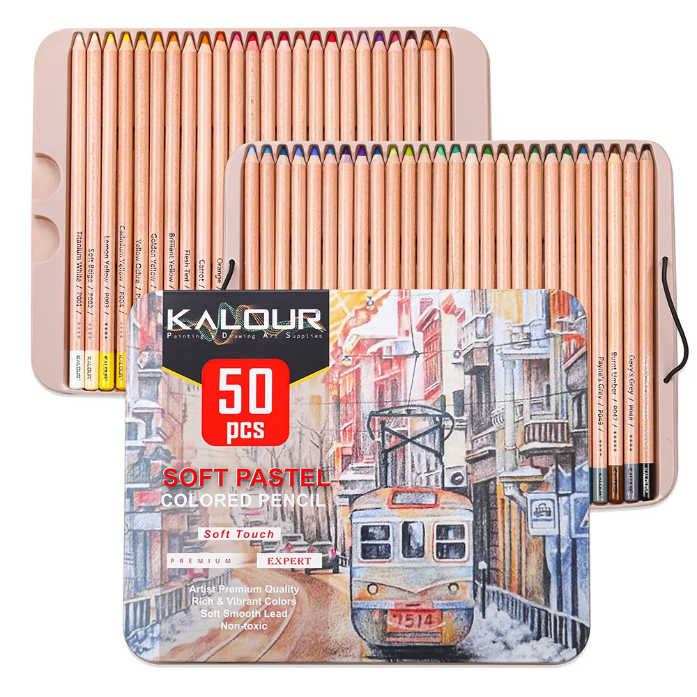 KALOUR new 50 pieces of colored pencils set students professional lead hand-drawn fill