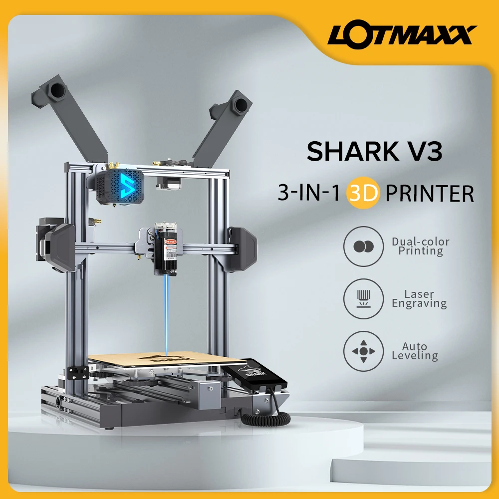 

LOTMAXX SHARK V3 новый выпуск FDM 3D-принтер лазерный гравер и Dula Цвет 2-в-1 с автоматическим выравниванием размер печати 235*235*265