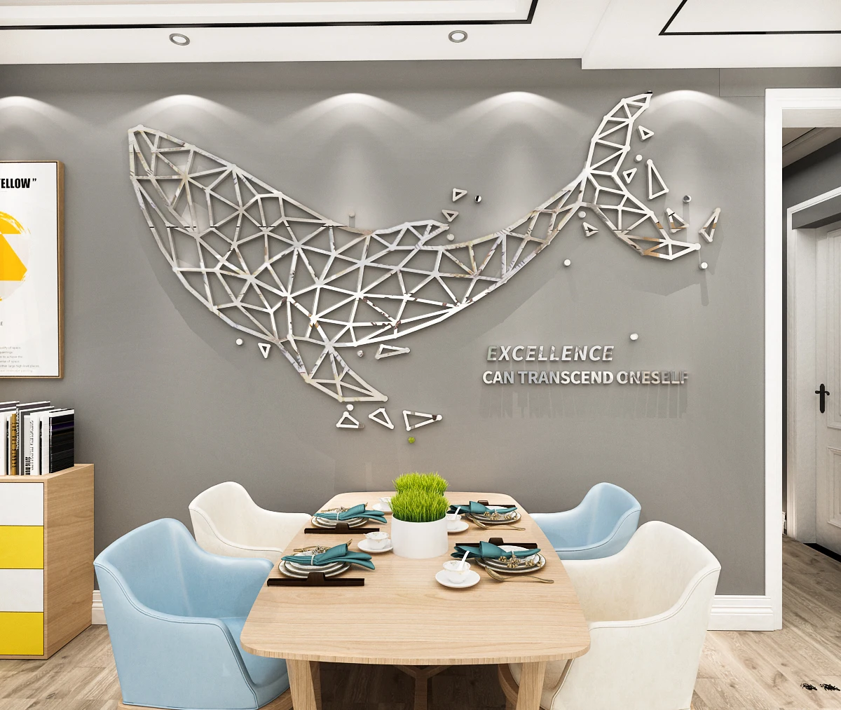 

Простой в скандинавском стиле ins стильный океан КИТ Креативный дизайн Настенная Наклейка 3D акриловая Настенная Наклейка домашнее украшени...