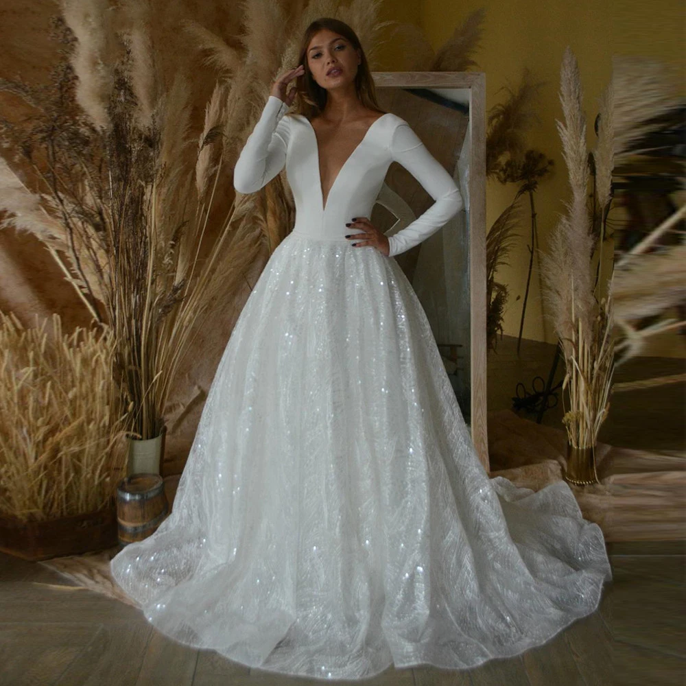 

A-Line V-Neck HY425 Wedding Dress For Women Floor Length Tulle Charming Backless Vintage Elegant Bridal Gowns Vestidos De Novia