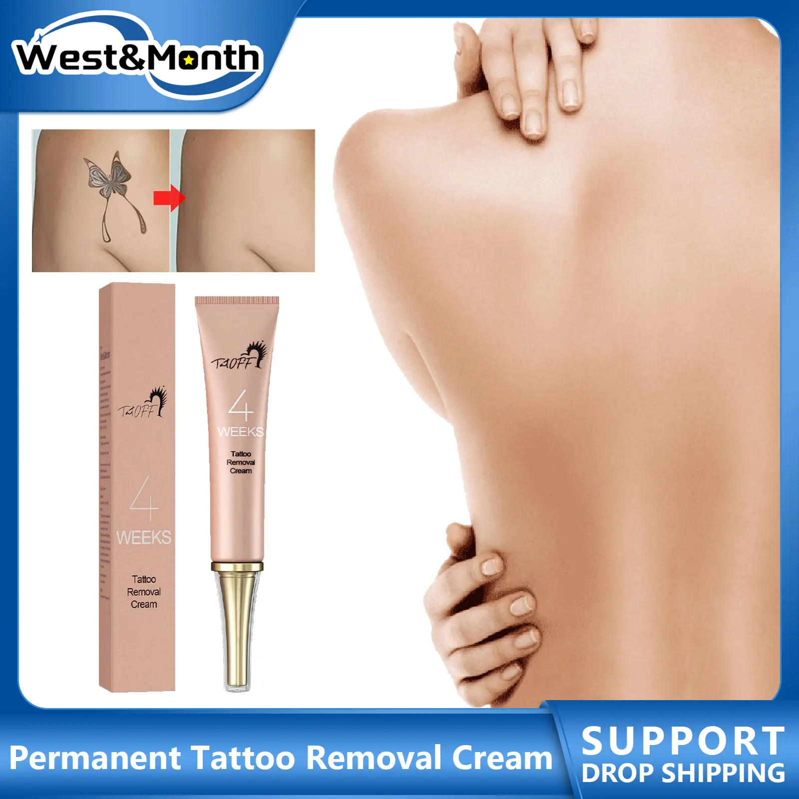 

Permanent Tattoo Removal Cream Eyebrow Fast Fading Cleaning Ointment Skin 4 Week Tattoos Remover Gel Painless for Cleaning Tools