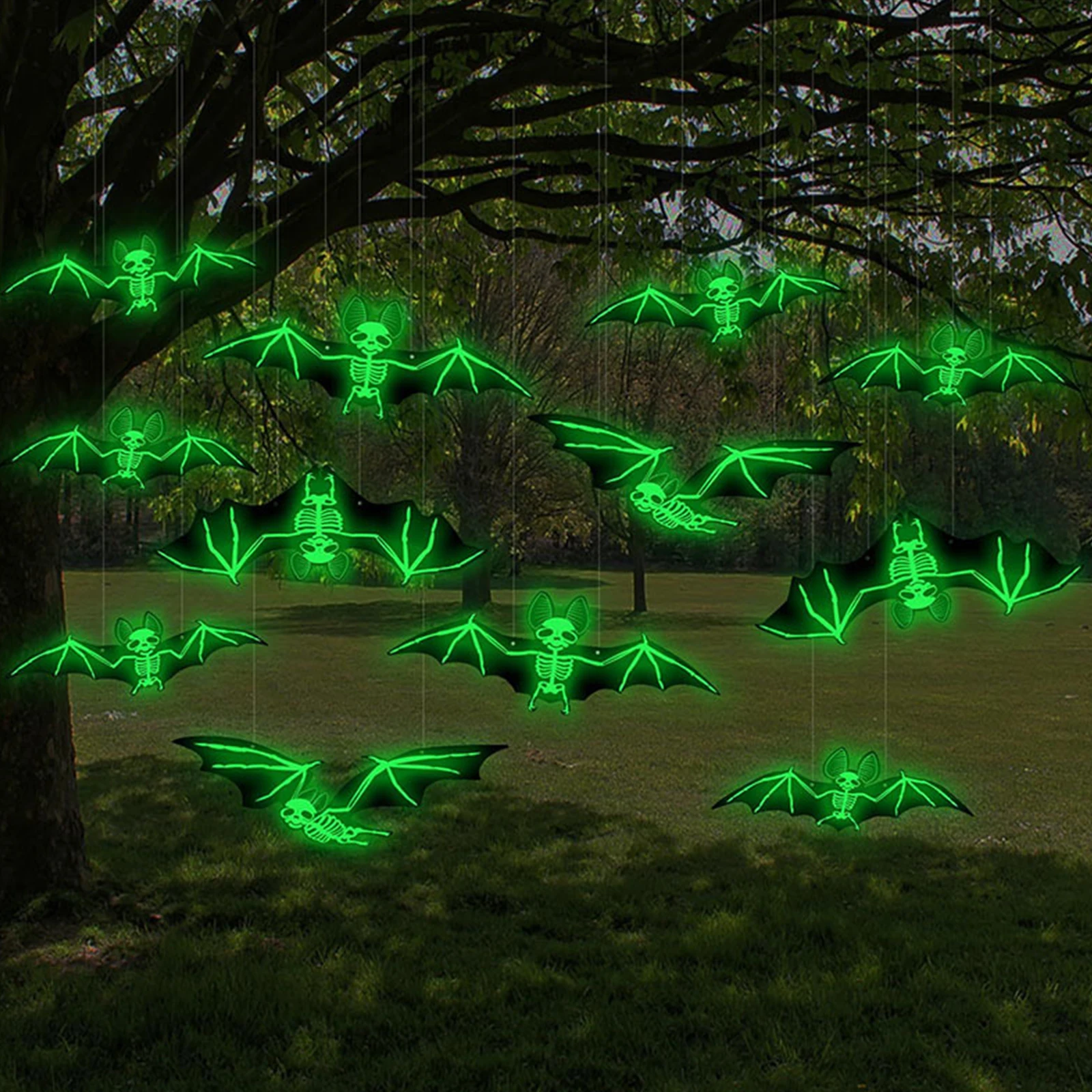 Декор двора для вечеринки в честь Хэллоуина - 12шт светящихся скелетов летучих