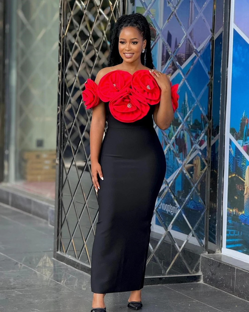 Aililou женское длинное платье с открытыми плечами цветочный бриллиант африканская