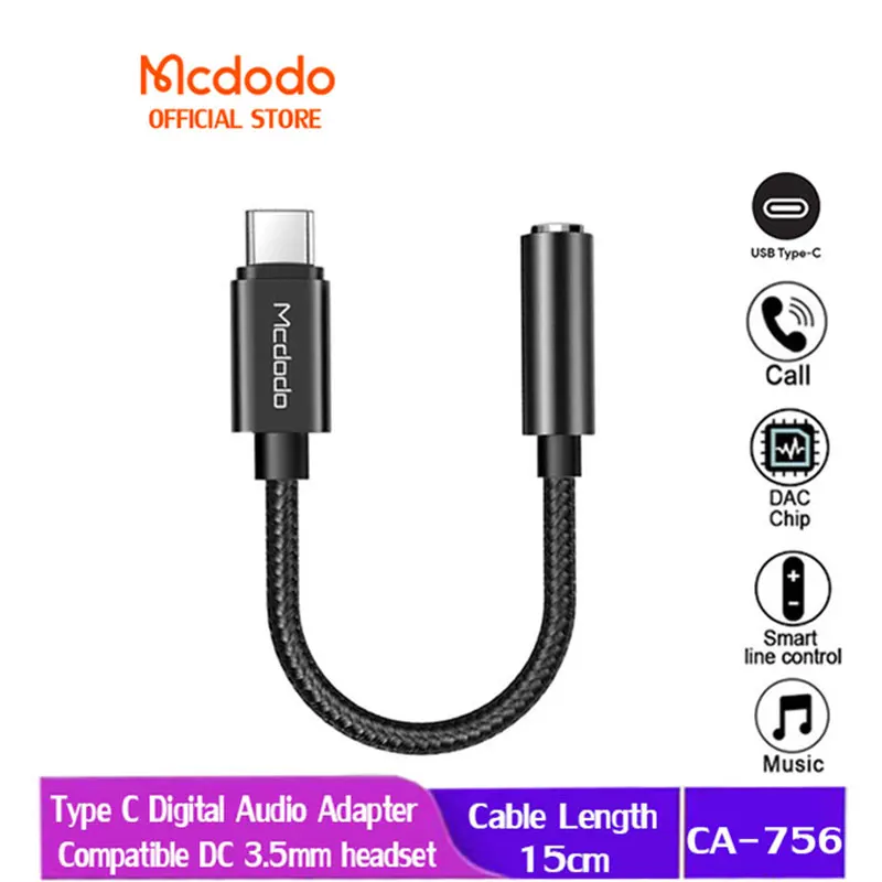 

Mcdodo Type C to 3.5mm Headphone HIFI DAC Audio Aux Cable for iPad Pro Samsung S10 Note 10 9 Adapter OTG