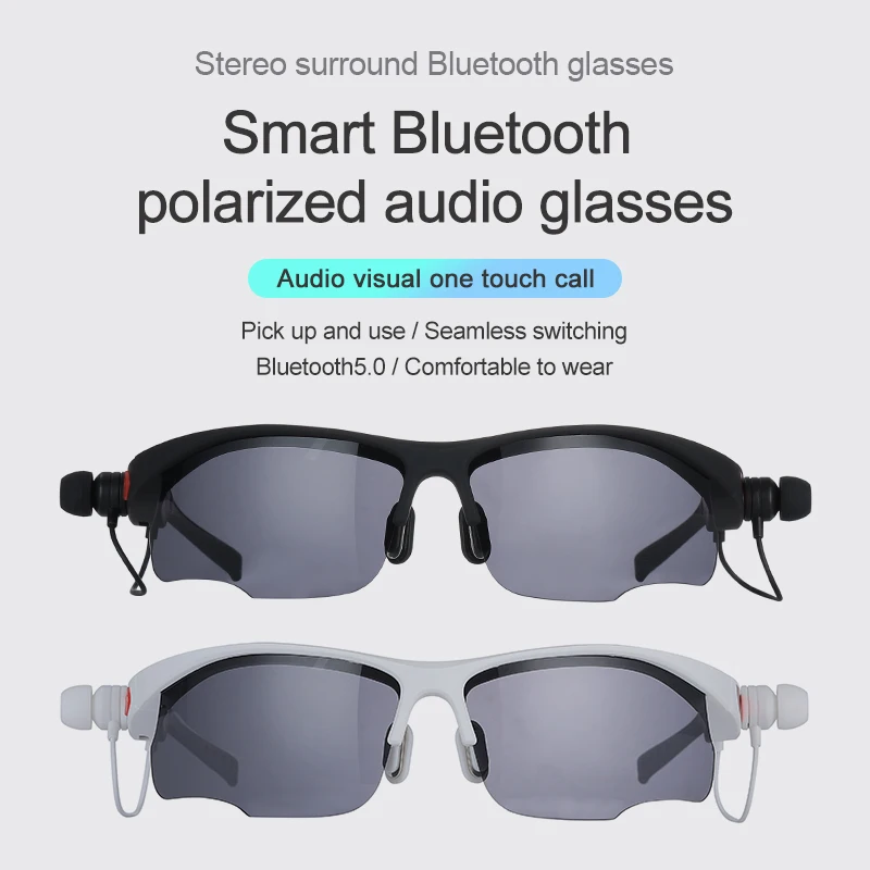 JSJM 2022 New Fashion Sports Sunglasses Cycling Glasses With TWS 5.0 Wireless Earphones Bluetooth Headphones Men's Smart Glasses